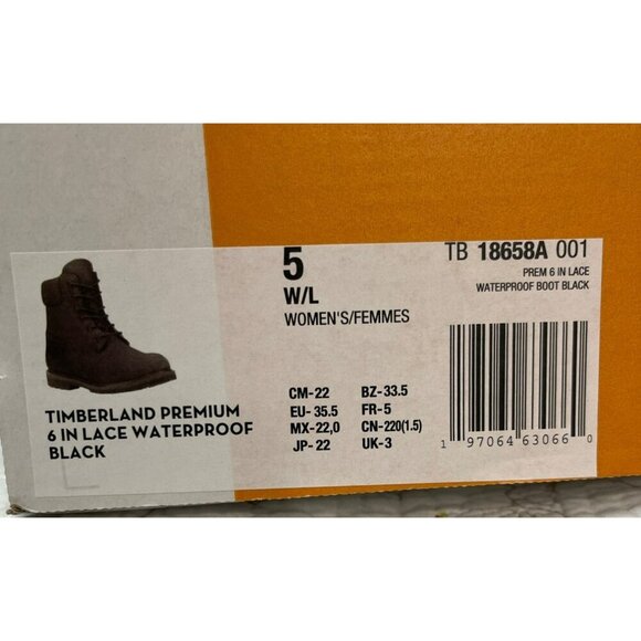 Timberland Waterproof Black Linden Boots Size 5 NEW - Picture 6 of 9